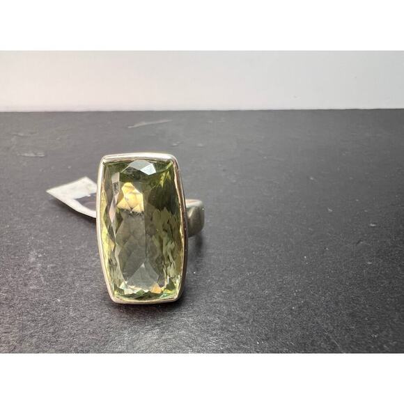 NEW cushion cut Prasiolite sterling silver ring size 7 - Picture 8 of 11